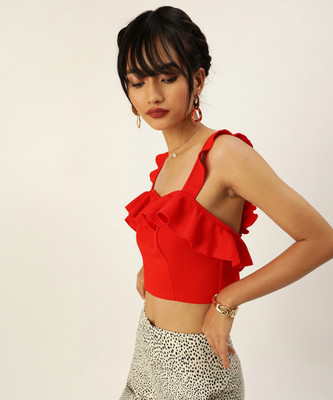 VENI VIDI VICI Casual Solid Women Red Top