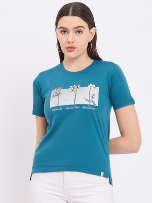 DUKE Casual Printed Women Blue Top