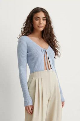 Redamancii Casual Self Design Women Light Blue Top