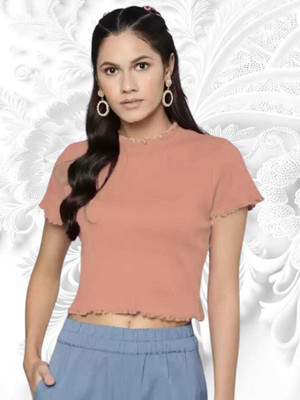 SHAHVEER CREATION Casual Solid Women Brown Top