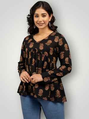 Look Wise Casual Solid Women Black Top