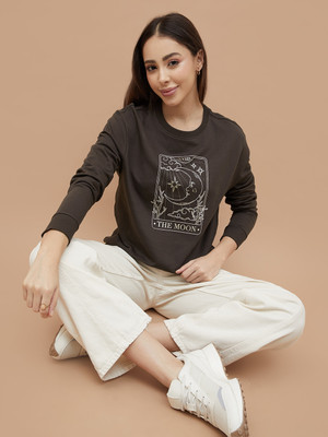 Fame Forever by Lifestyle Casual Printed Women Brown Top