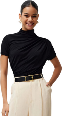 SIGHTBOMB Party Solid Women Black Top