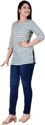 MANISH FASHION Casual Printed Women Blue Top