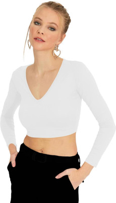THE BLAZZE Casual Solid Women White Top