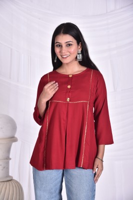 rashmi shree creation Casual Solid Women Red Top