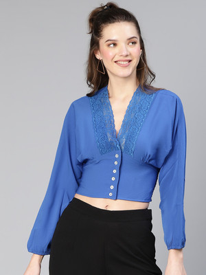 OXOLLOXO Casual Solid Women Blue Top