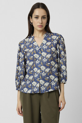 VAN HEUSEN Formal Printed Women Blue Top