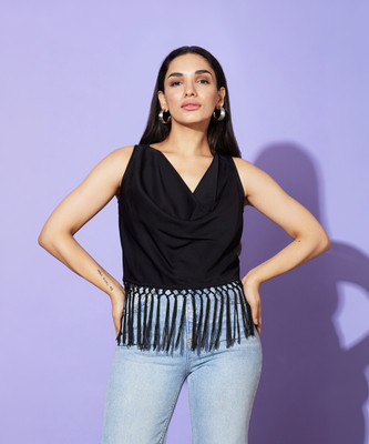 Globus Casual Solid Women Black Top