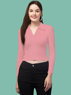 Kashonaa Casual Solid Women Pink Top