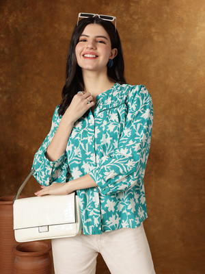 Janakdulari Creation Formal Printed Women Light Blue Top