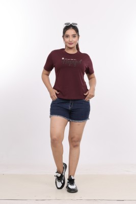 JUST LOVE Casual Printed Women Maroon Top