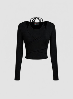 Istyle Can Casual Solid Women Black Top