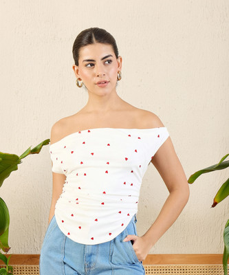 Uptownie Lite Casual Printed Women White Top