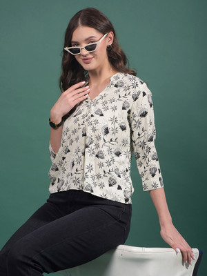CRIMSOUNE CLUB Casual Floral Print Women White Top