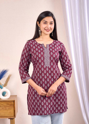 SARANSHI ENTERPRISES Women Printed A-line Kurta(Maroon)