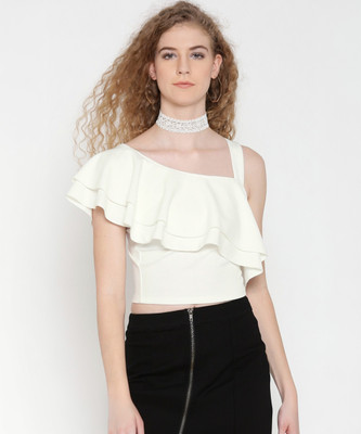 VENI VIDI VICI Casual Short Sleeve Solid Women White Top