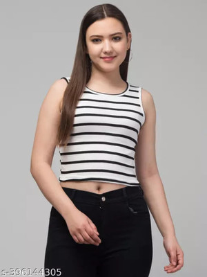 Western Darji Casual Striped Women Black, White Top