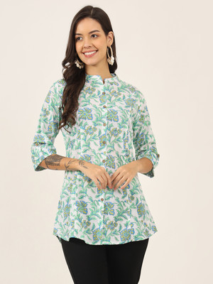 DIVENA Women Floral Print A-line Kurta(Green)