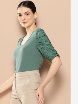 her by invictus Casual Solid Women Green Top