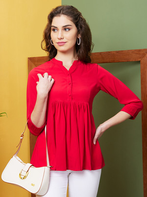 Globus Casual Solid Women Red Top