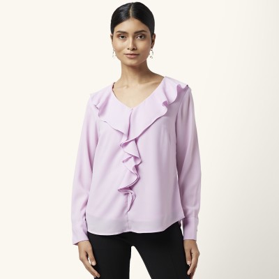 Annabelle by Pantaloons Casual Solid Women Purple Top