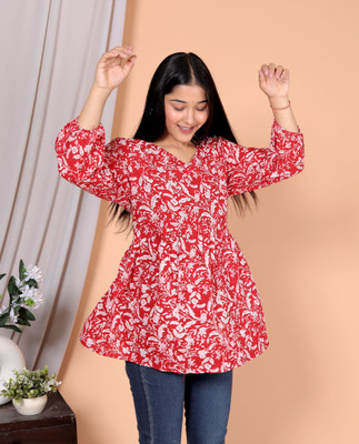 Aadinath Fashion Casual Printed Women Maroon Top