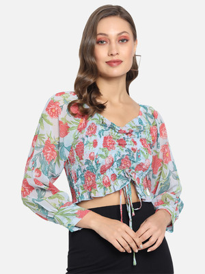 METRONAUT Casual Floral Print Women Blue Top