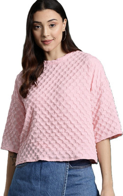 Rahi Trendz Party Self Design Women Pink Top