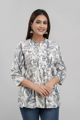 upsara fashion Casual Printed Women White, Grey, Dark Blue Top