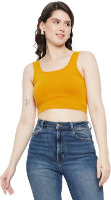 HYPERNATION Casual Solid Women Yellow Top