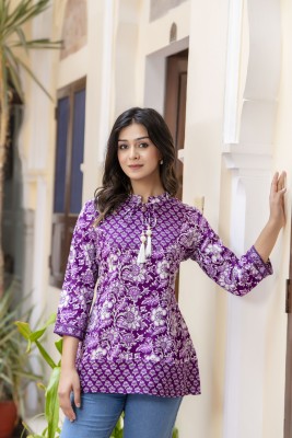 WOMENISHKURTI Casual Printed Women Purple Top