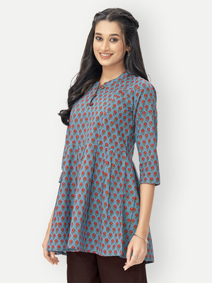 HouseOfCommon Casual Printed Women Blue Top