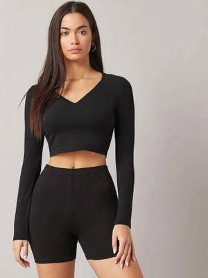 Urbanic Casual Color Block Women Black Top