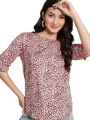 KOTTY Casual Polka Print Women Pink, Brown Top