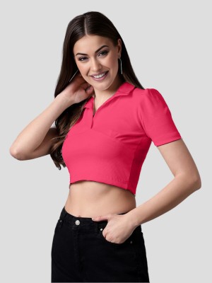 AULIV Casual Self Design Women Pink Top