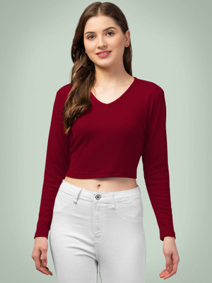 Kashonaa Casual Solid Women Maroon Top