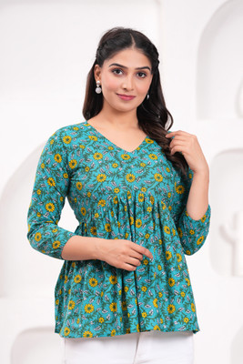 BM enterprises Party Printed Women Green Top