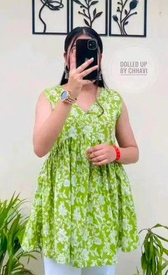 ashi Party Printed Women Light Green Top