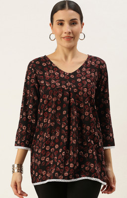 Fourleaf Casual Printed Women Multicolor Top