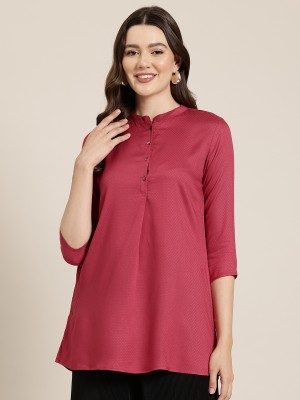 HERE&NOW Casual Solid Women Red Top