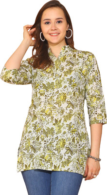 Rajnandini Casual Printed Women Light Green Top