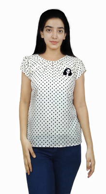FASHION BIRDIES Casual Printed Women White, Black Top