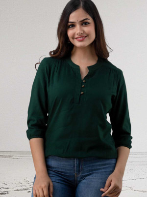 Himanc Enterprises Casual Solid Women Green Top