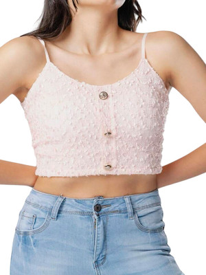 mystify Party Self Design Women Pink Top