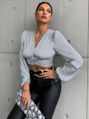 KOTTY Casual Solid Women Grey Top