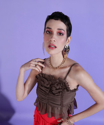 Raffaella Party Solid Women Brown Top