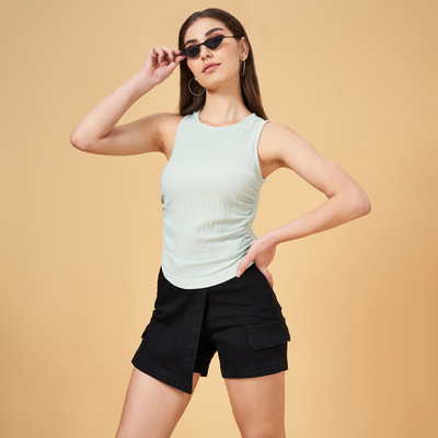 SF Jeans by Pantaloons Casual Solid Women Light Green Top