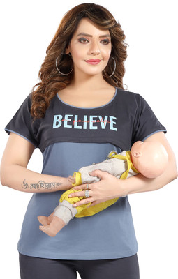 Attempt Casual Printed Women Grey Top