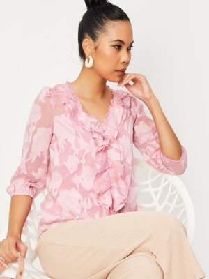 max Casual Printed Women Pink Top